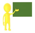 3d yellow character , explaing,blank board