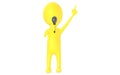 3d yellow character holding a mic and talking