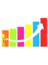 3d yellow character presenting a high statictics graph Royalty Free Stock Photo