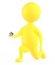 3d yellow character propsing with a ring Royalty Free Stock Photo