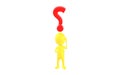 3d yellow character with a question over his head