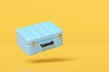 3d yellow close suitcase empty isolated on yellow background. summer travel concept, 3d render illustration, clipping path