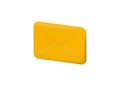 3d yellow closed mail envelope icon isolated on grey background. Render new unread email
