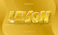 3D Yellow Lemon Text Style Effect. Editable Text Effect