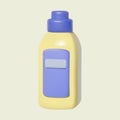 3D yellow plastic bottle with detergent isolated on a white background.