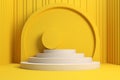 3D Yellow Podium Decoration with Geometric Elements