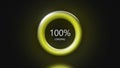 3D yellow pulsating loading bar with changing percentages. Creative. Circular graph animation with the percentage