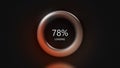 3D yellow pulsating loading bar with changing percentages. Creative. Circular graph animation with the percentage