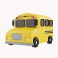 3d yellow School bus, back to school concept icon render illustration