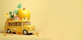 3d yellow schoolbus