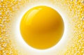 3d yellow sphere as mockup with white areola in among white and yellow small balls on background Royalty Free Stock Photo