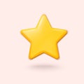 3d yellow star. Realistic 3d design. Customer rating feedback concept.