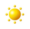 3d Yellow Sun with Rays Plasticine Cartoon Style . Vector