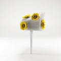 3 D yellow sunflowers on white tree