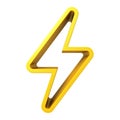 3d yellow thunder or lightning icon isolated on white background