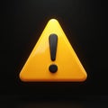 3d yellow warning sign with exclamation mark. Triangular render icon for danger alert and safety error. Important notification of Royalty Free Stock Photo