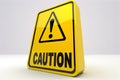 3D Yellow warning sign with exclamation mark on white background Royalty Free Stock Photo