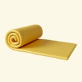 3d yellow yoga mat. Fitness and health. Exercise equipment. icon isolated on yellow background. 3d rendering