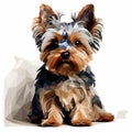 3d Yorkshire Terrier Art: Raw Materials Inspired Graphic Illustration Royalty Free Stock Photo