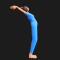 3D Young Lady Practicing Hasta Uttanasana