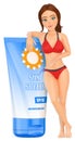 3D Woman in bikini with sunscreen