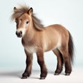 Lifelike Representation Of A Shetland Pony Horse On White Background