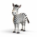 3d Zebra Character Isolated On White Background