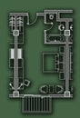 Architectural plan drawing of a standard hotel room with balcony.