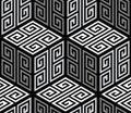 3D Zig Zag Cubes, Op Art Vector Seamless Pattern