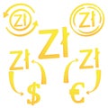 3D Zloty Polish symbol currency unit icon