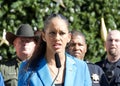 DA Brooke Jenkins speaking at a Press Conf in Union Square discussing the Safe Shopping Initiative