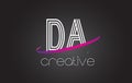 DA D A Letter Logo with Lines Design And Purple Swoosh.