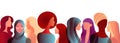 Group silhouette of multicultural business women.International women\'s day. Colleagues or co-workers