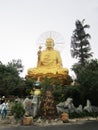 Da lat, Viet nam - 27 April,2013: The golden statue of Sakyamuni Buddha raising a lotus in his hand