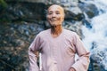 DA LAT, VIETNAM - MARCH 9, 2017: Portrait of an elderly Vietnamese octogenarian in the Park