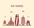 Da Nang skyline Vietnam trendy vector linear style