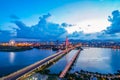 View of Da Nang city at sunset which is a very famous destination