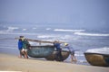 Da Nang, Vietnam - 16 January 2020: The traditional basket fishing boat