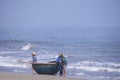 Da Nang, Vietnam - 16 January 2020: The traditional basket fishing boat