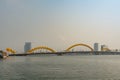 Seen from West bank, Cau Rong or Dragon Bridge over Han River, Da Nang Vietnam Royalty Free Stock Photo