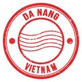 DA NANG - VIETNAM, words written on red postal stamp Royalty Free Stock Photo