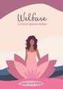 Editable poster -spa - beauty - holistic - welfare -health center with woman and lotus flower.Corporate invitation Royalty Free Stock Photo