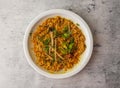 Daal mash fry served in a plate isolated on background top view of indian and pakistani desi food