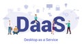 Daas desktop as a service concept with big word or text and team people with modern flat style - vector Royalty Free Stock Photo