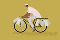 `Dabbawala` delivering lunch boxes boxes on cycle