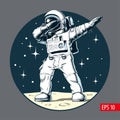 Dabbing astronaut on the moon, vector illustration