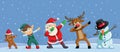 Dabbing Christmas Cartoon Characters Funny Banner Royalty Free Stock Photo