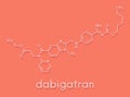 Dabigatran anticoagulant drug direct thrombin inhibitor molecule. Skeletal formula.