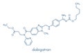 Dabigatran anticoagulant drug direct thrombin inhibitor molecule. Skeletal formula.