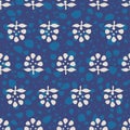 Dabu indigo vector traditional flower design seamless pattern Royalty Free Stock Photo